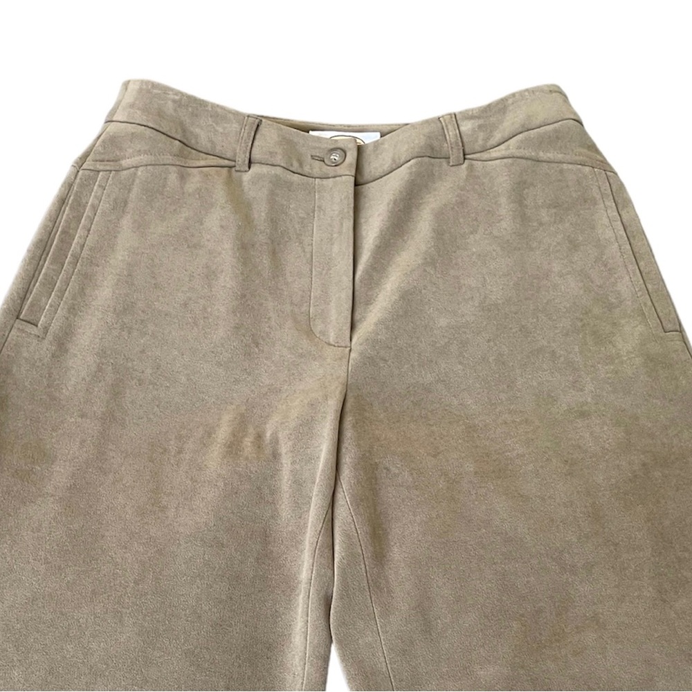 Talbots faux suede 2P stretch dress pants trousers tan EUC